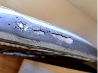 worn casing on road tire