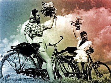 Ladies on bikes back in the day