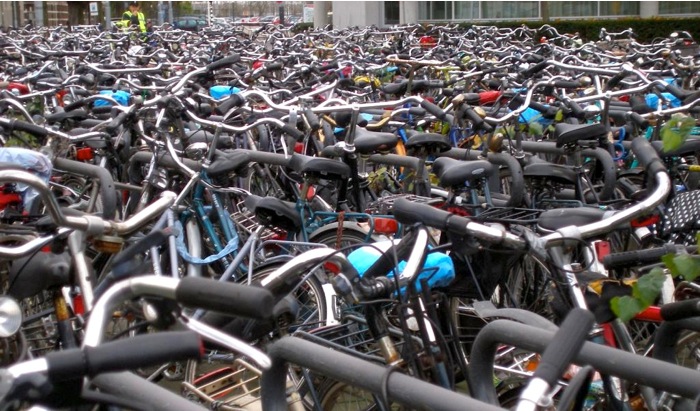 Lots and lots of commuter bikes