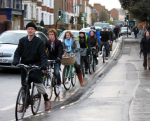 busy cycling commute