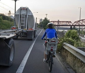 bike commuting with trucks