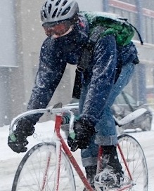 cycling in the snow