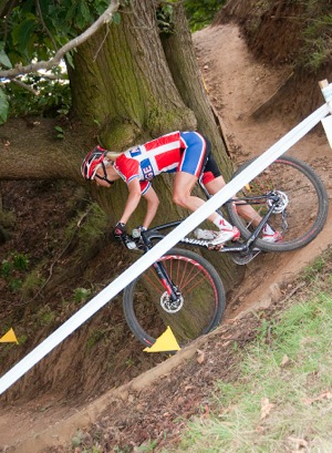 Lene Byberg competing in MTB