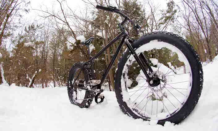 Surly Neck Romancer Pugsley fat bike in the snow