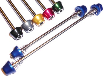 Fancy quick release anodized skewers
