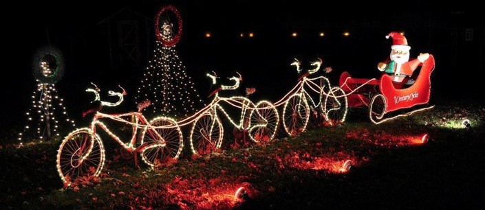 Santa bicycle christmas lights