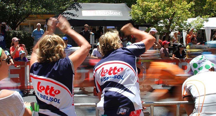 Cycling cheer squad at Santos Tour Down Under