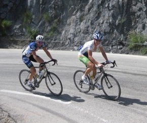 Road biking up a mountain