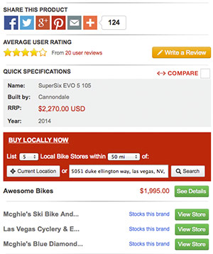 Compare prices from Local Bike Shops