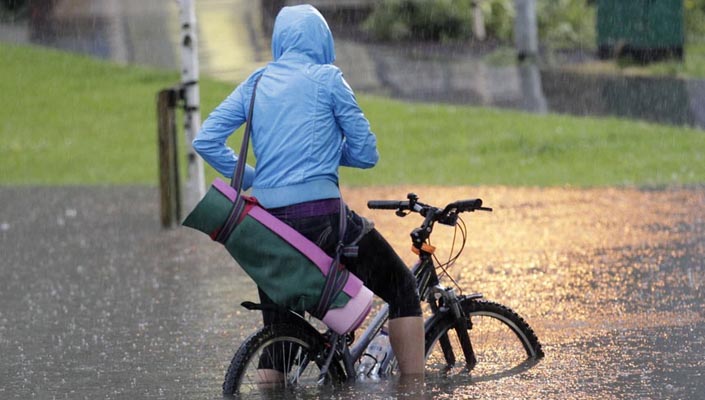 You can ride in and survive wet weather