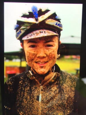 Lisa Jacobs is muddy from a fun cyclocross run