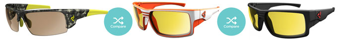 Ryders Eyewear 3-way Comparison: Caliber, Thorn (orange/white), Thorn (matte black)