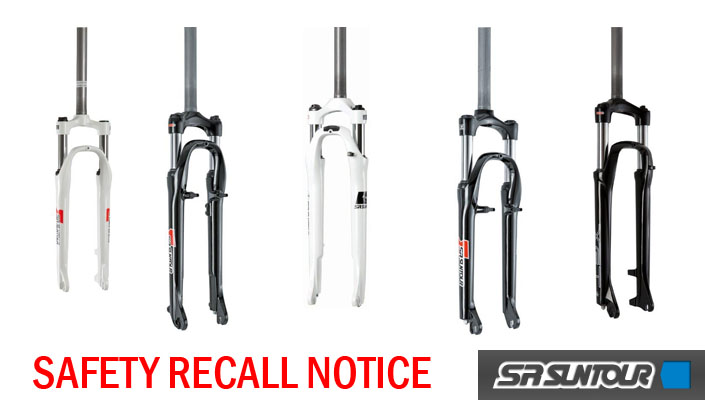 Several models of SR Suntour suspension forks are being recalled.