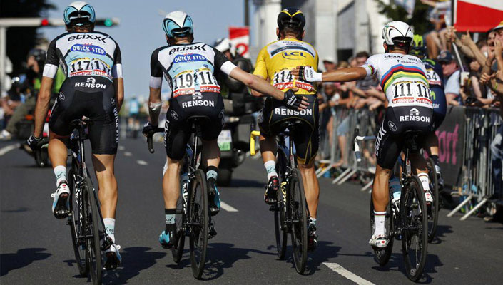 Tony Martin's team helps him finish the stage, but his Tour is finished
