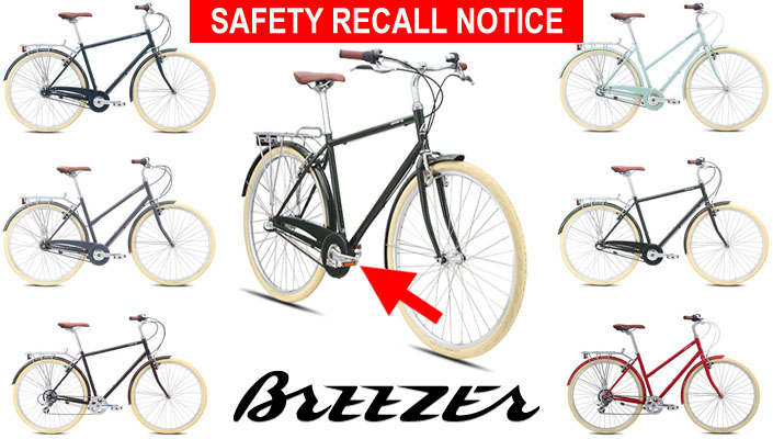 Safety Recall Notice of Breezer Bicycles Downtown models