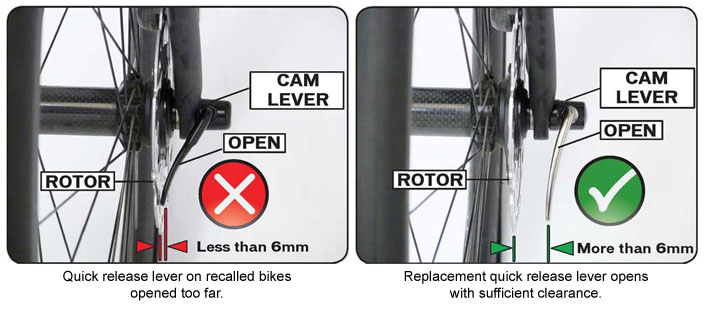 Recalled quick release good and bad comparison