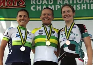 Australian Road National Championship Criterium Women's Podium - 1st - Sophie Mackay (NSW), 
2nd - Lizzie WILLIAMS (VIC), 3rd - Lauren KITCHEN (NSW)