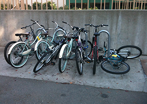 Bikes falling over