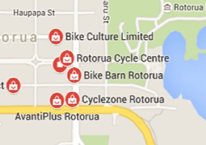 Basically a bike shop per block in Rotorua, NZ