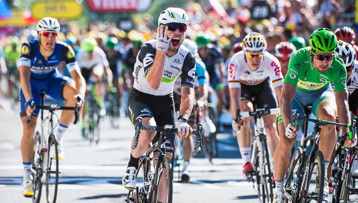 Mark Cavendish wins his fourth stage of the Tour de France, the 30th of his career, on stage 14 of the Tour de France 2016