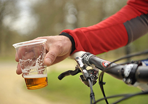 Drinking beer while biking