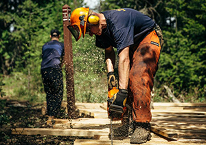 mountain bike trail building sometimes requires power tools