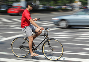 distracted cyclist