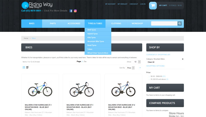 Riding Way's website handles online sales