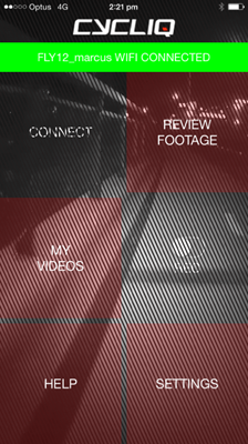 CycliqPlus app screenshot - iPhone - connected to Fly12