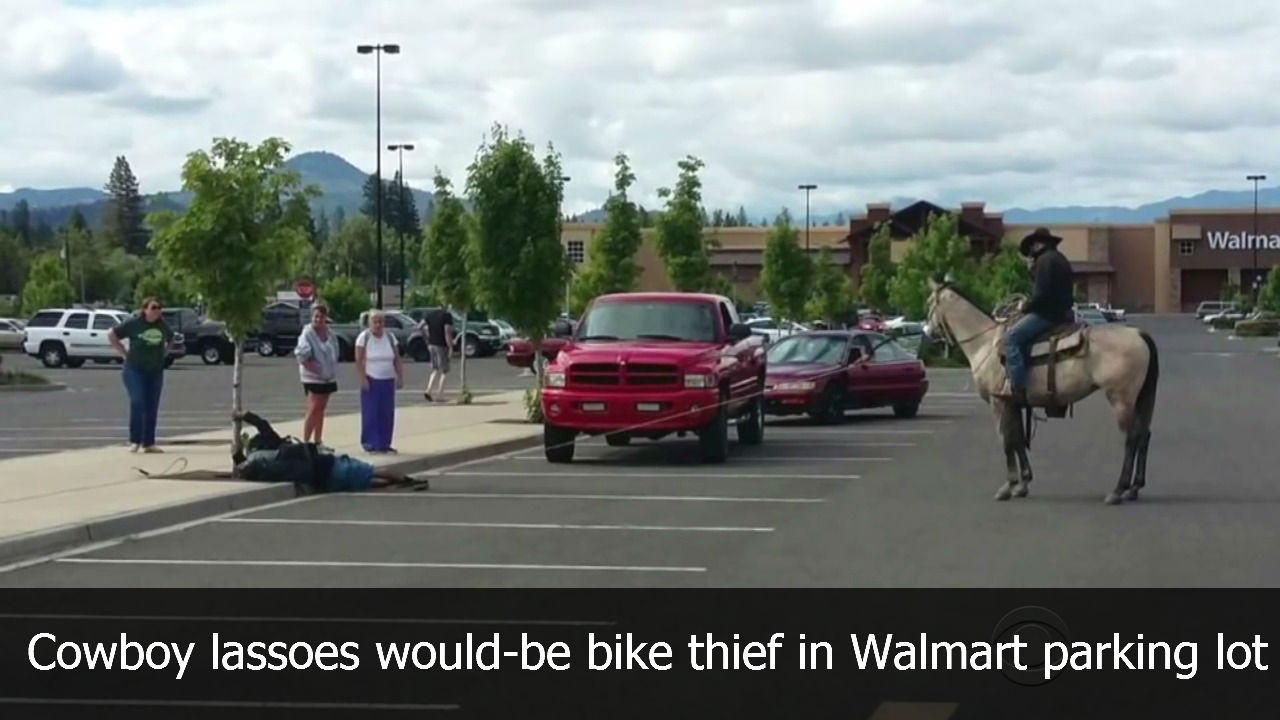 Cowboy lassoes would-be bike thief in Walmart parking lot