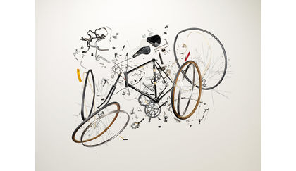 Disassembled bicycle from the book 'Things Come Apart' by Todd McLellan
