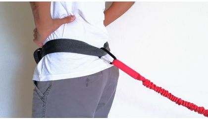 TowWhee attached to belt with carabiner