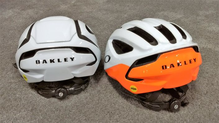 Oakley ARO5 (left) and ARO3 helmets - rear