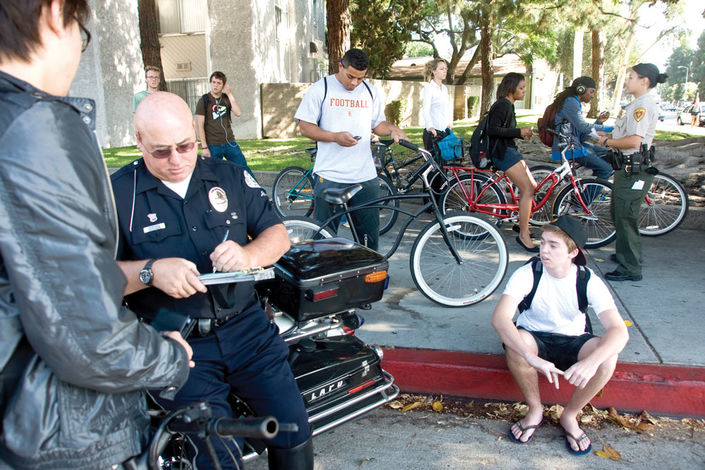 Cyclist pulled over and ticketed by police