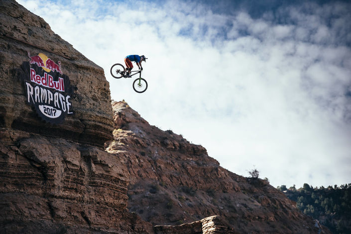 Darren Berrecloth practices at Red Bull Rampage in Virgin, Utah, USA on 26 October, 2017