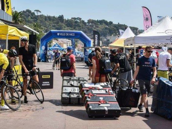 Arriving in Nice with bike boxes in tow