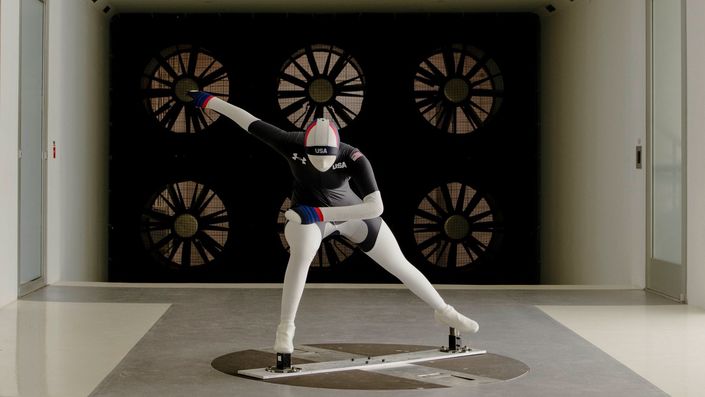Under Armour wind tunnel testing the speed skating suit of the Winter Olympics 2018