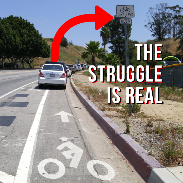 Cars parked in the bike lane - the struggle is real
