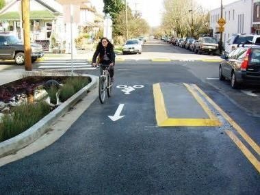 Bicycle boulevard with traffic-calming measures in Berkley, California, USA
