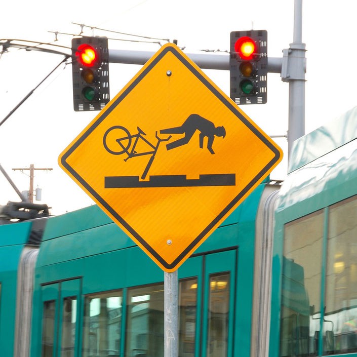 Caution Cyclists: Train tracks