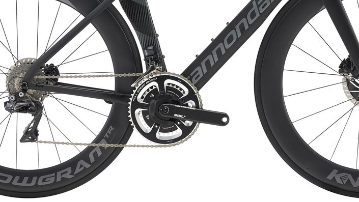 Cannondale's HollowGram SiSL2 power meter crankset is standard on the SystemSix Hi-Mod Dura-Ace Di2