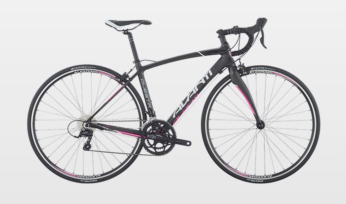 Pink and black online road bike