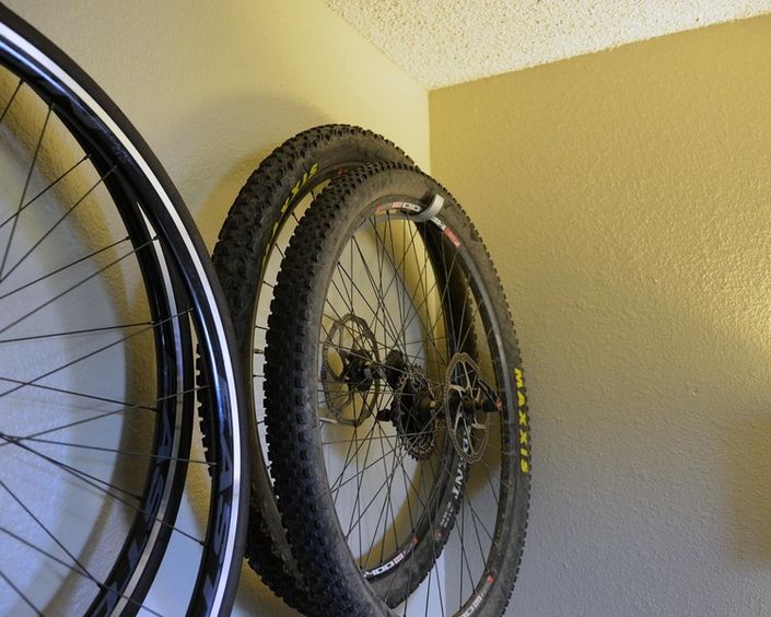 offset hook bicycle wheels storage designed in USA 