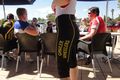 Wearing lycra at a cafe