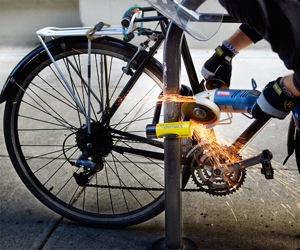 Cutting bicycle u-lock