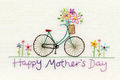 Mothers day card with sewn bicycle c